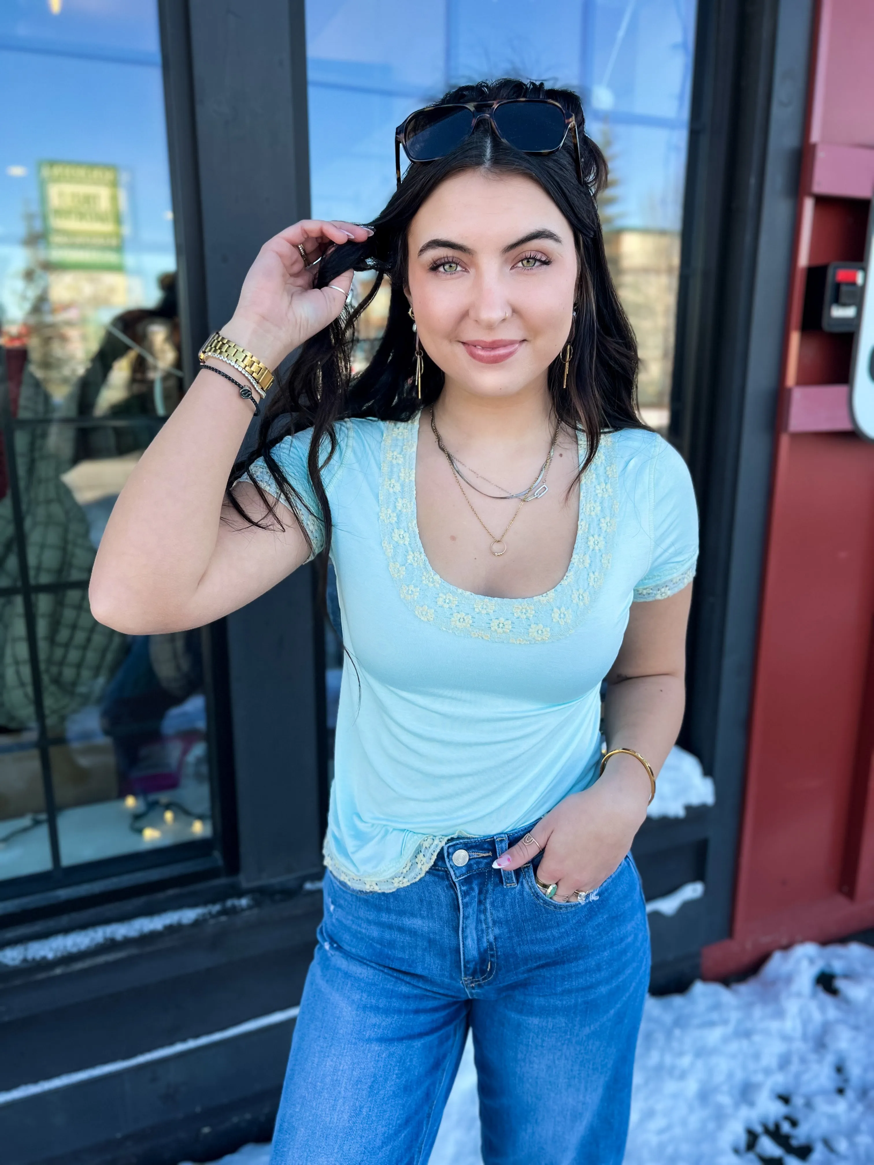 Kylie Merrow Edge Detail Tee- Soda Candy