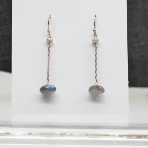 Labradorite Simple Silver Earrings