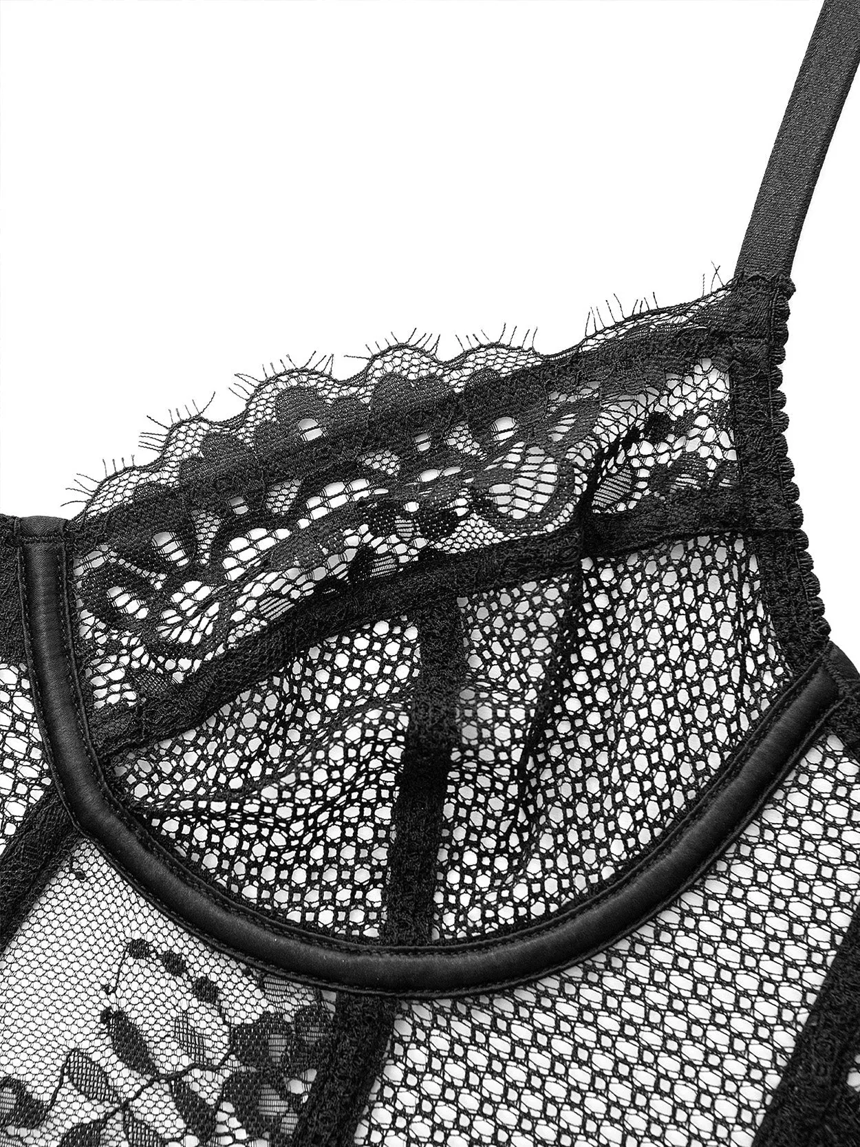Lace Balconette See Through Underwire Multiway Bralette Black