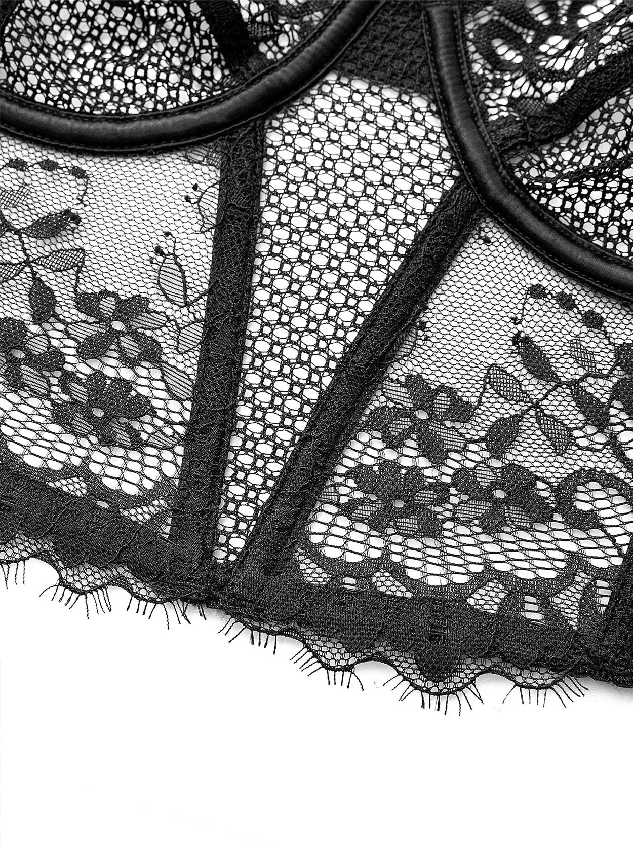 Lace Balconette See Through Underwire Multiway Bralette Black