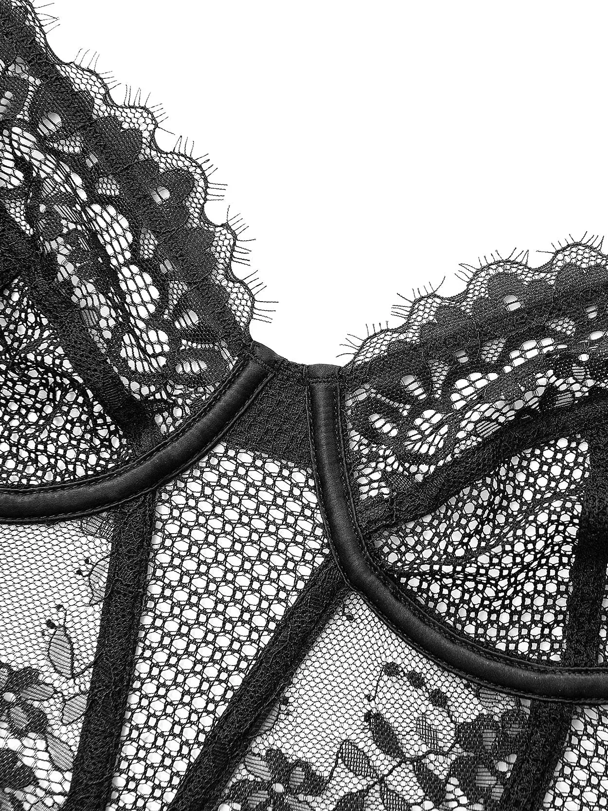 Lace Balconette See Through Underwire Multiway Bralette Black