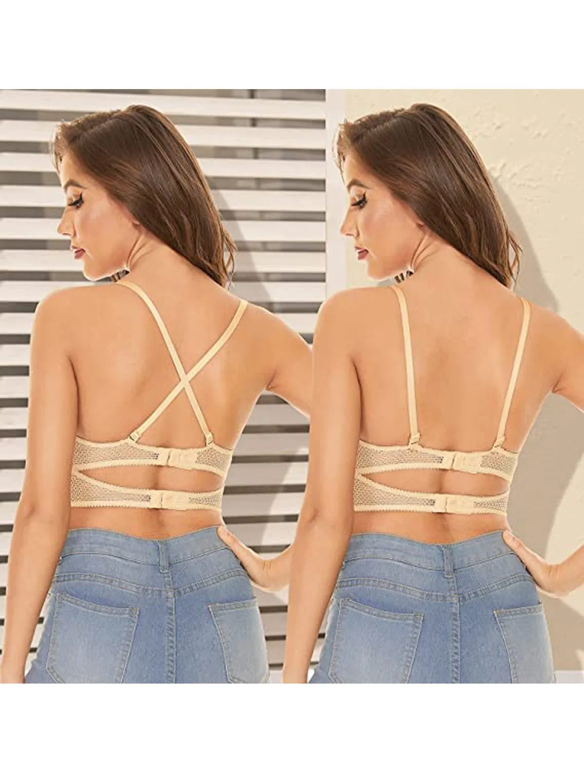 Lace Balconette See Through Underwire Multiway Bralette Nude