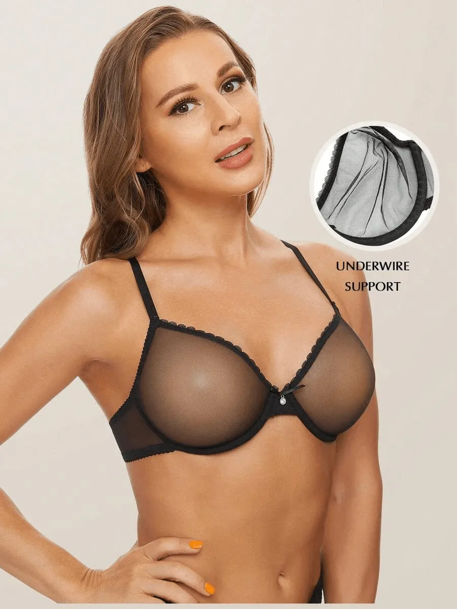 Lace Plus Size Bra Underwire Unlined Brallet Black