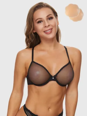 Lace Plus Size Bra Underwire Unlined Brallet Black