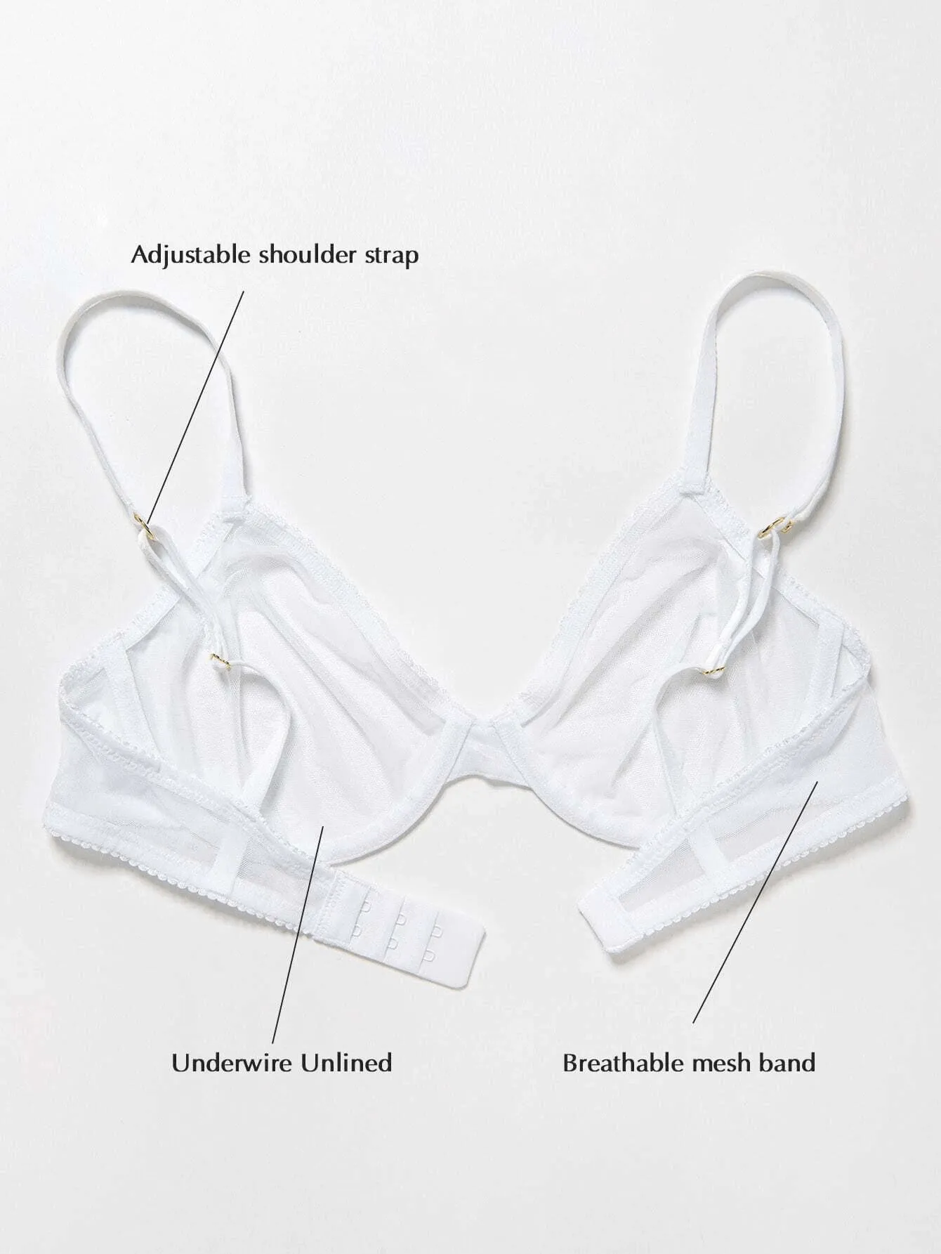 Lace Plus Size Bra Underwire Unlined Brallet White