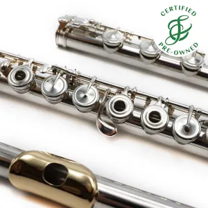 Lamberson Flute #45 - solid silver, 14k gold lip plate and riser, inline G, B footjoint