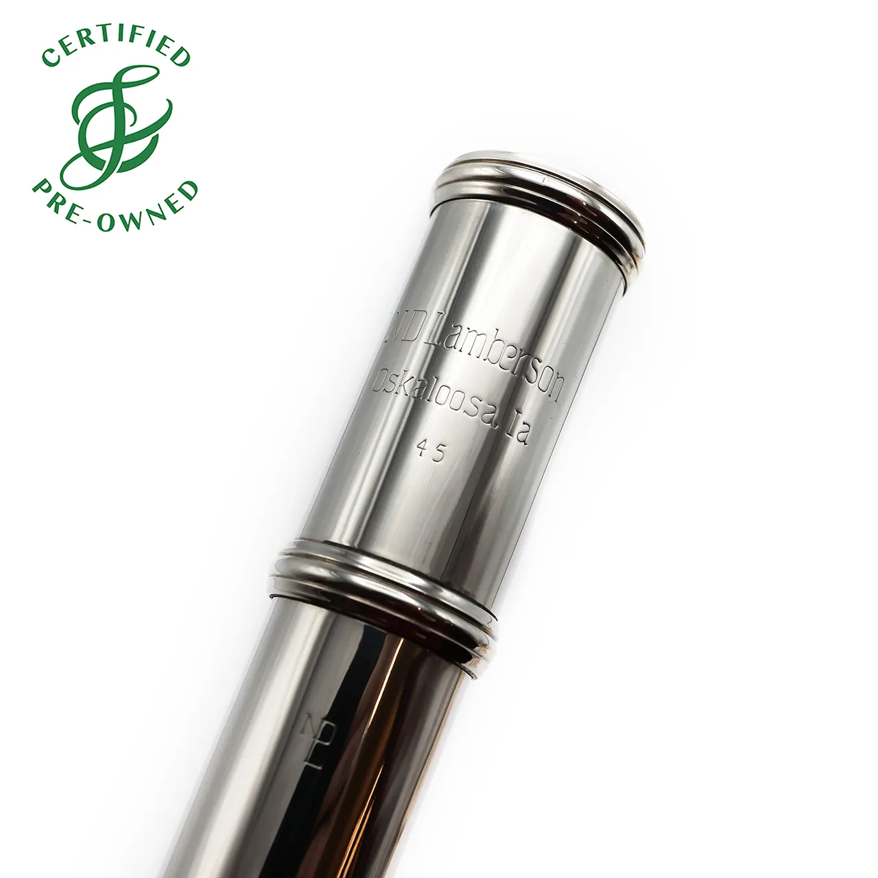 Lamberson Flute #45 - solid silver, 14k gold lip plate and riser, inline G, B footjoint