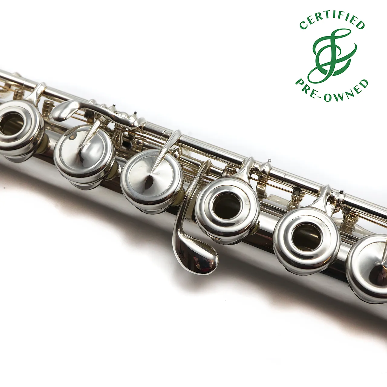 Lamberson Flute #45 - solid silver, 14k gold lip plate and riser, inline G, B footjoint