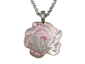 Large Colorful Peony Flower Pendant Necklace