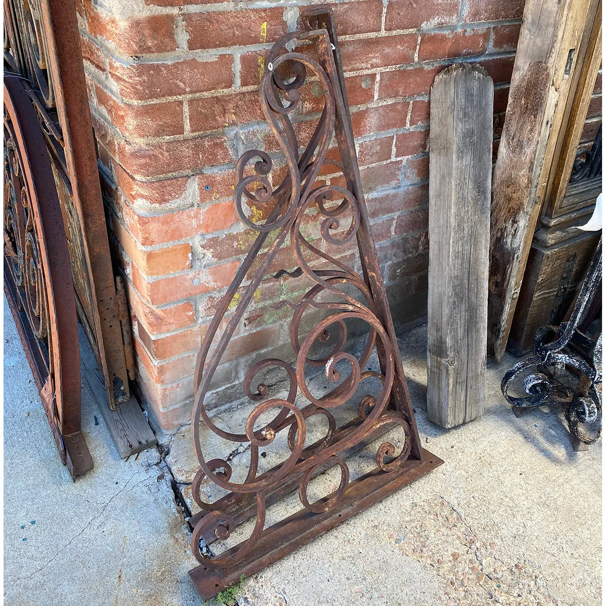 Large Pair of French Wrought Iron Scrolled Roof Awning Brackets