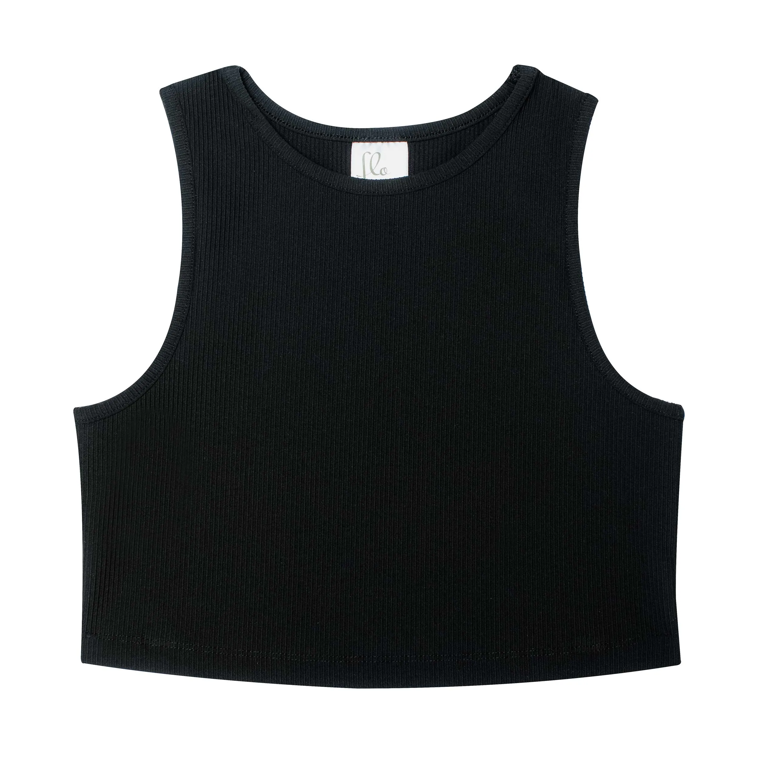 Lena: Ribbed Crop Tank in Black