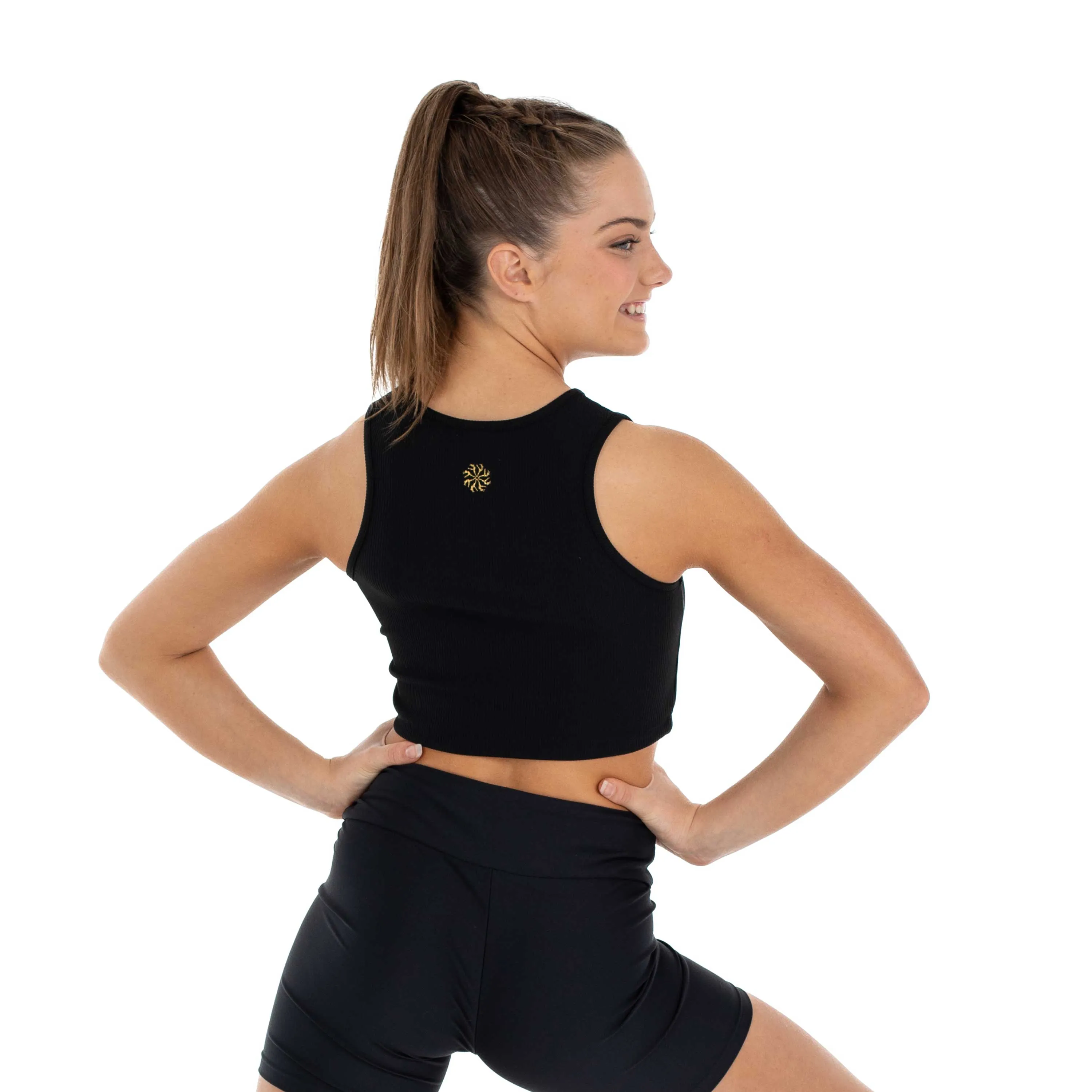 Lena: Ribbed Crop Tank in Black