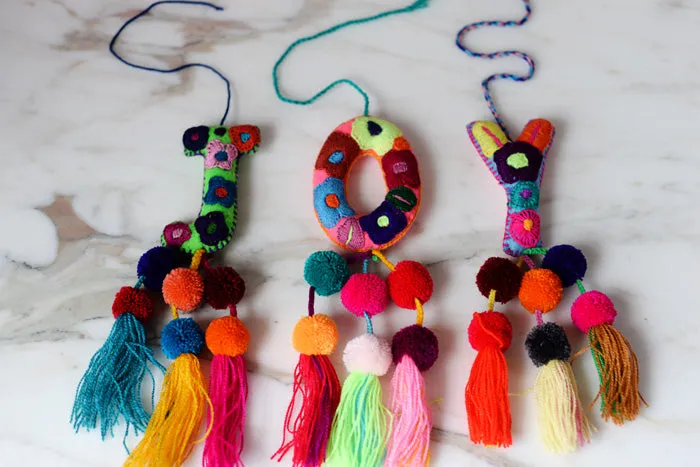 Letters - Mexican Letter Embroidered Ornaments handmade in Chiapas Mexico