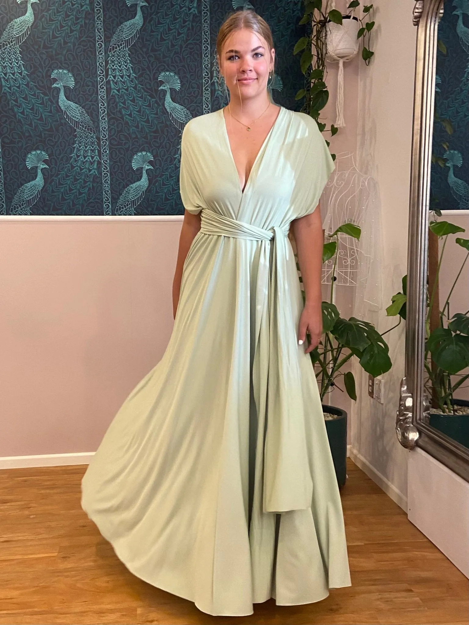 Light Olive Convertible Infinity bridesmaid dress Express NZ wide