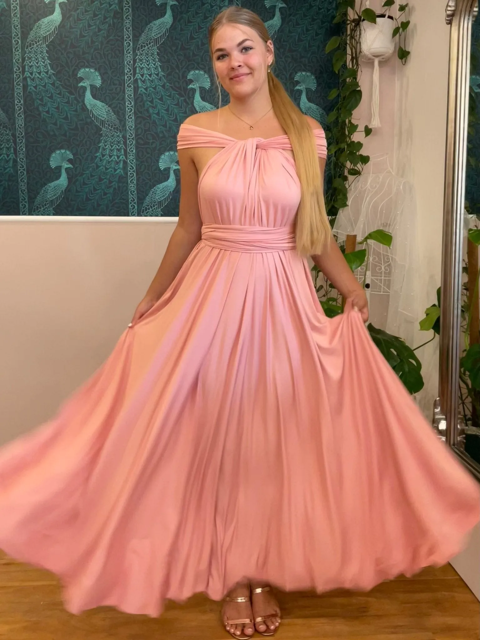 Light Rose Pink Convertible Infinity bridesmaid dress Express NZ wide