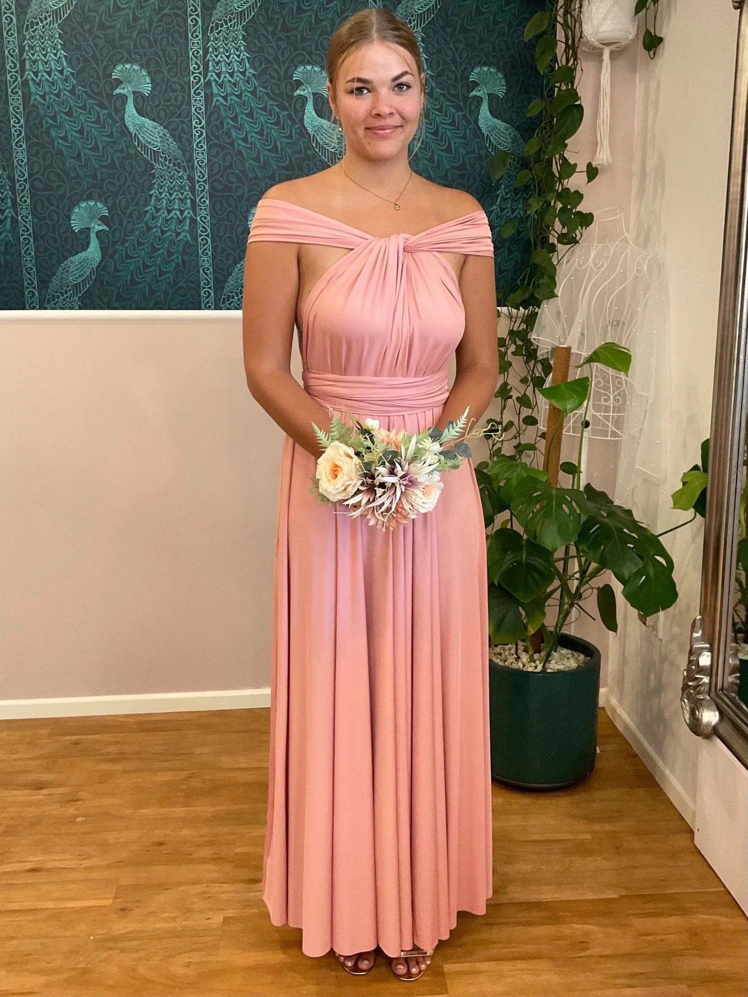 Light Rose Pink Convertible Infinity bridesmaid dress Express NZ wide