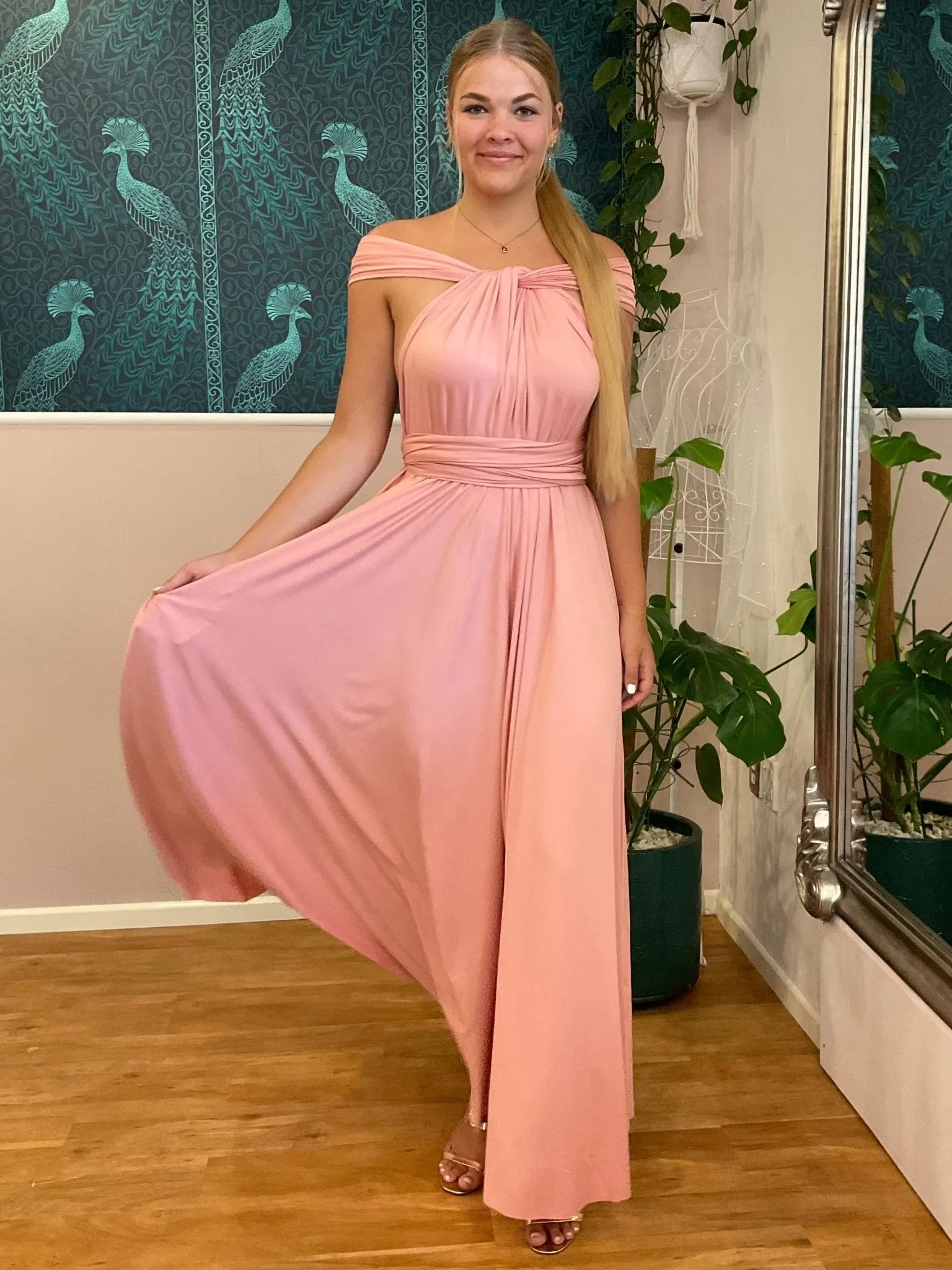 Light Rose Pink Convertible Infinity bridesmaid dress Express NZ wide