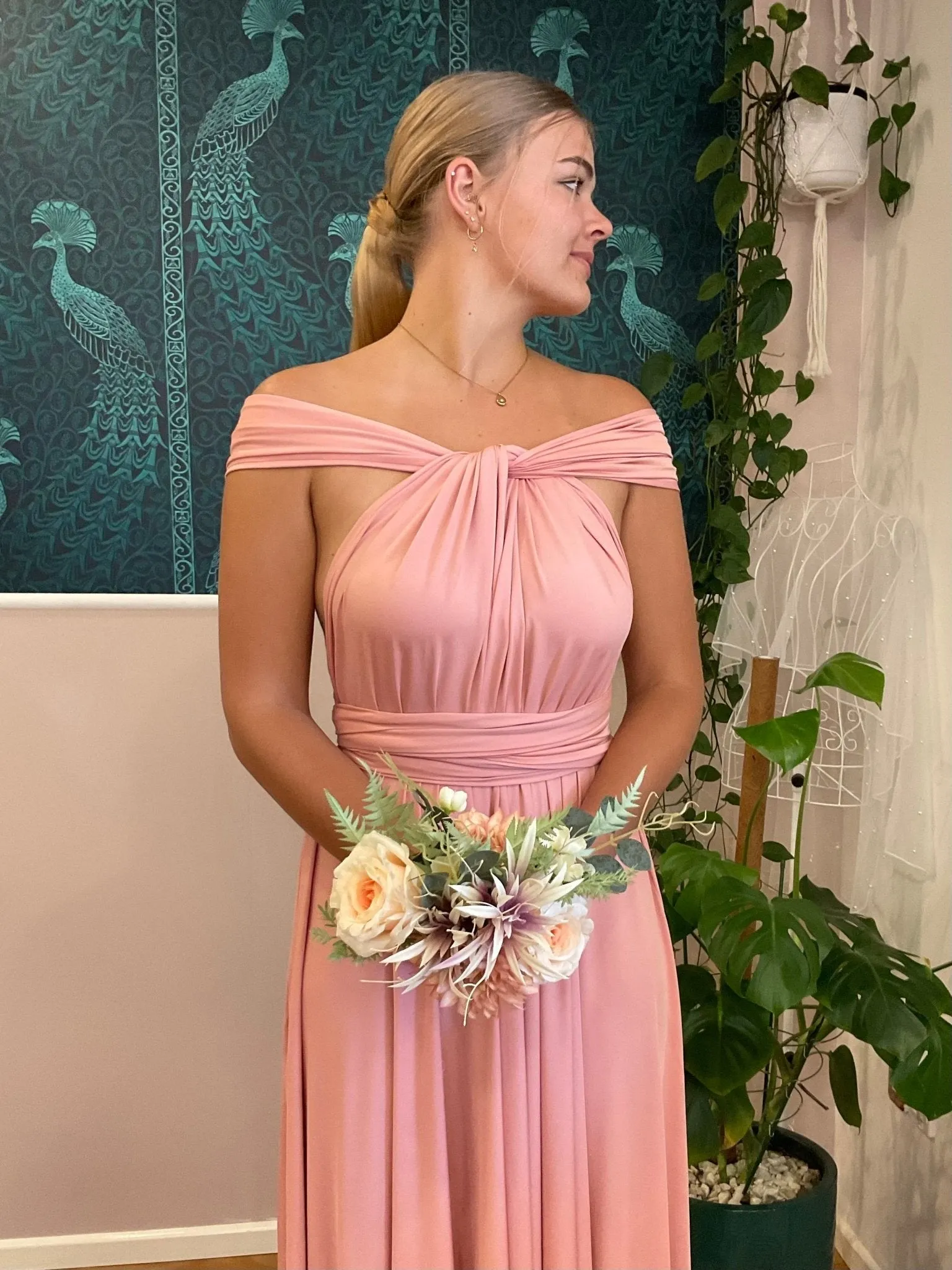 Light Rose Pink Convertible Infinity bridesmaid dress Express NZ wide