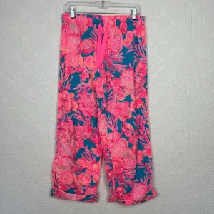 Lilly Pulitzer Pajama Pants Watercolors Bright Colorful Medium Cotton Pink Blue