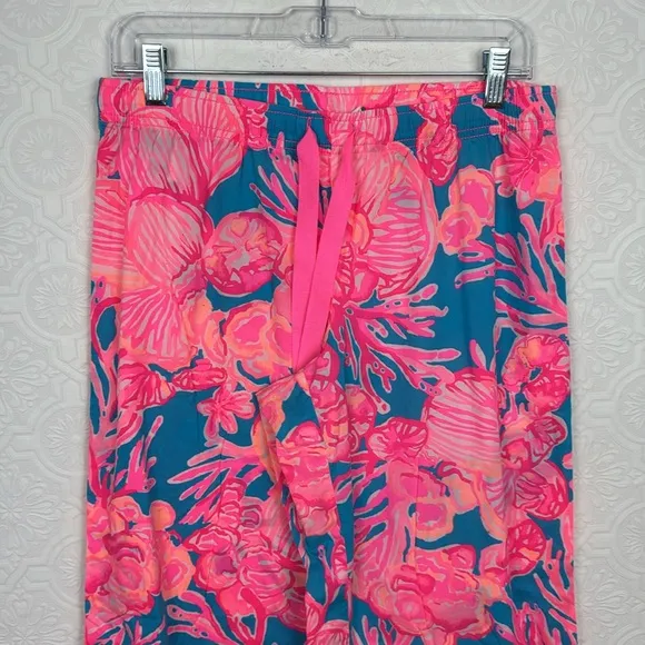 Lilly Pulitzer Pajama Pants Watercolors Bright Colorful Medium Cotton Pink Blue