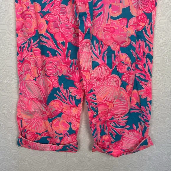 Lilly Pulitzer Pajama Pants Watercolors Bright Colorful Medium Cotton Pink Blue