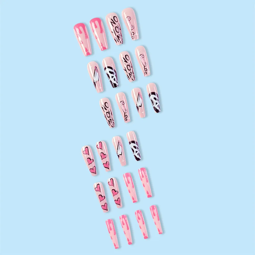 Long Coffin Heart Grimace Pink