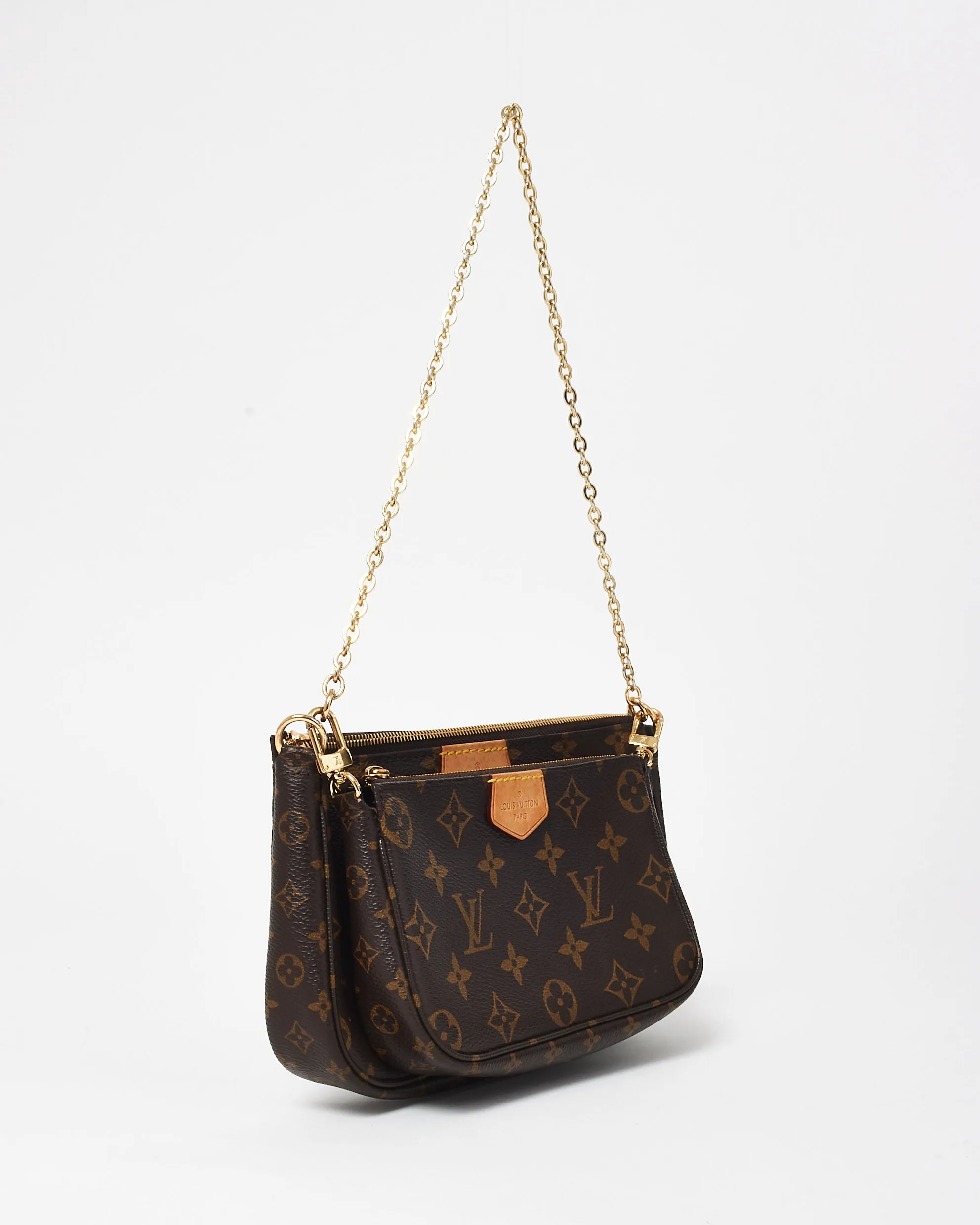 Louis Vuitton Monogram Coated Canvas & Pink Strap Multi Pochette Bag