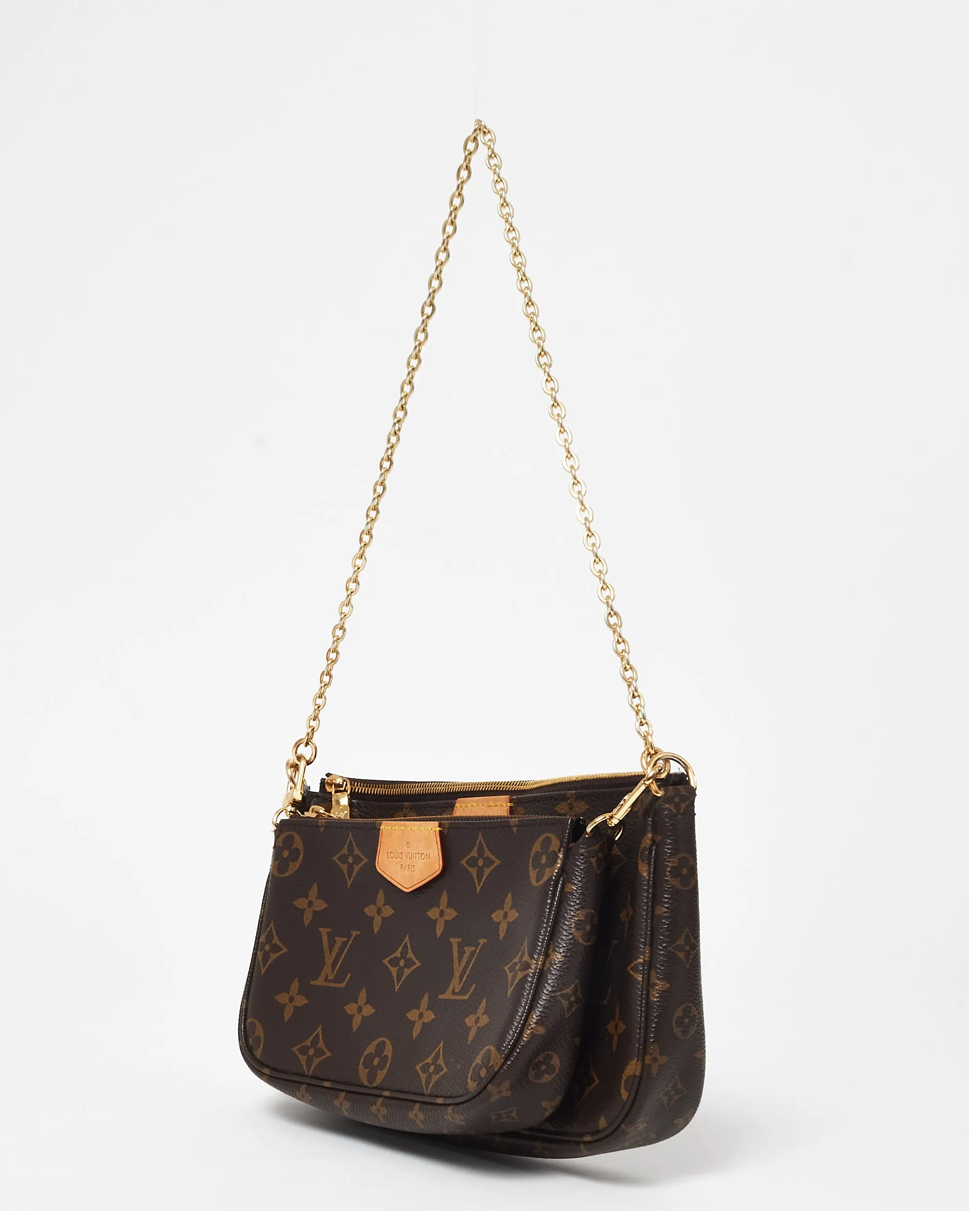 Louis Vuitton Monogram Coated Canvas & Pink Strap Multi Pochette Bag
