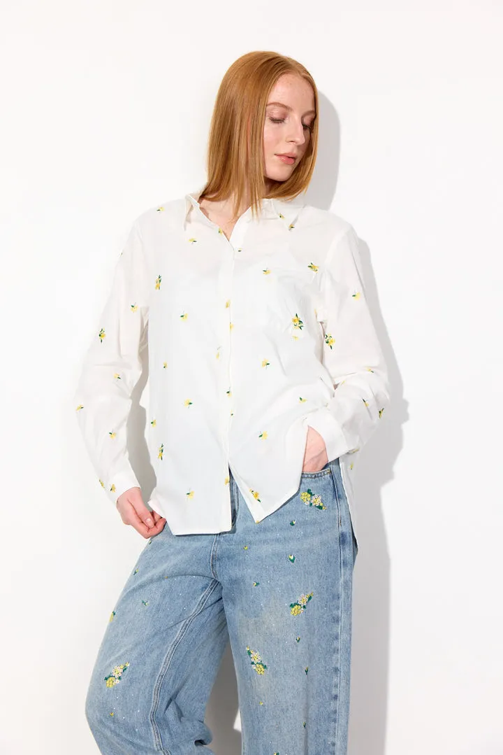Louise Shirt - White floral