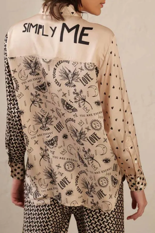 Love Heart Five-pointed Heart Snake Mixed Print Shirt