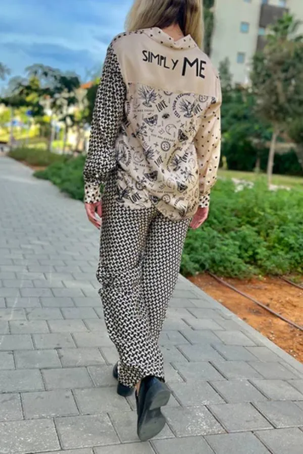 Love Heart Five-pointed Heart Snake Mixed Print Shirt