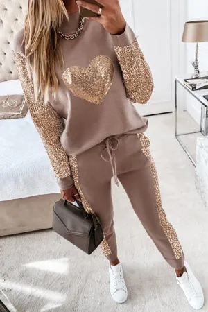Love Sequin Casual Two-piece Set
