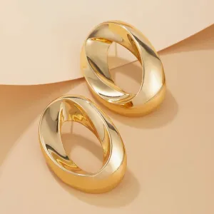 Luxury Glossy Round Circle Stud Earrings