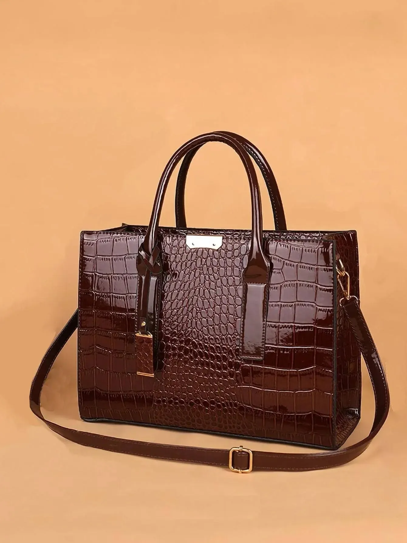 Luxury Handbag Crocodile PU Patent Leather Crossbody Bag