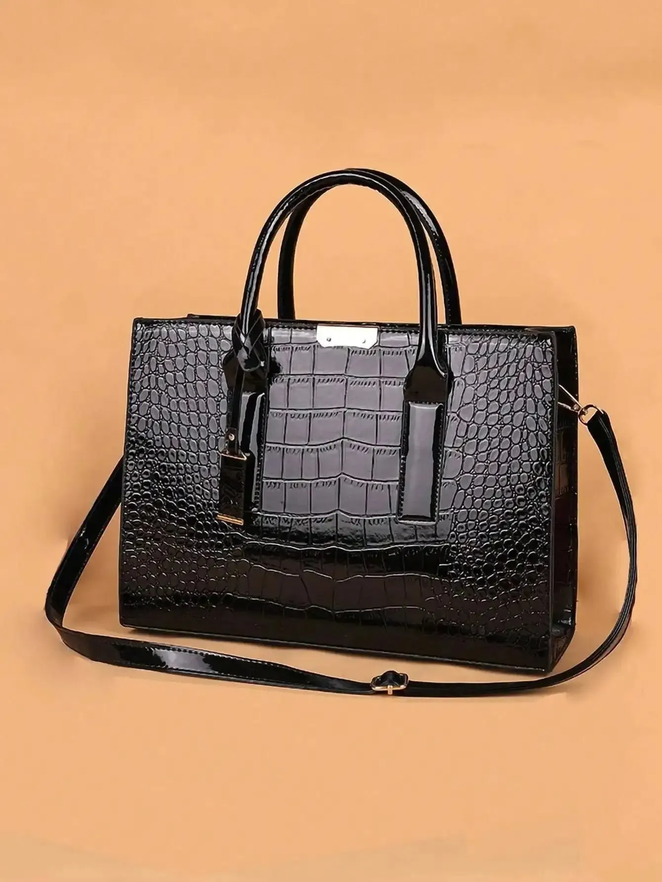 Luxury Handbag Crocodile PU Patent Leather Crossbody Bag
