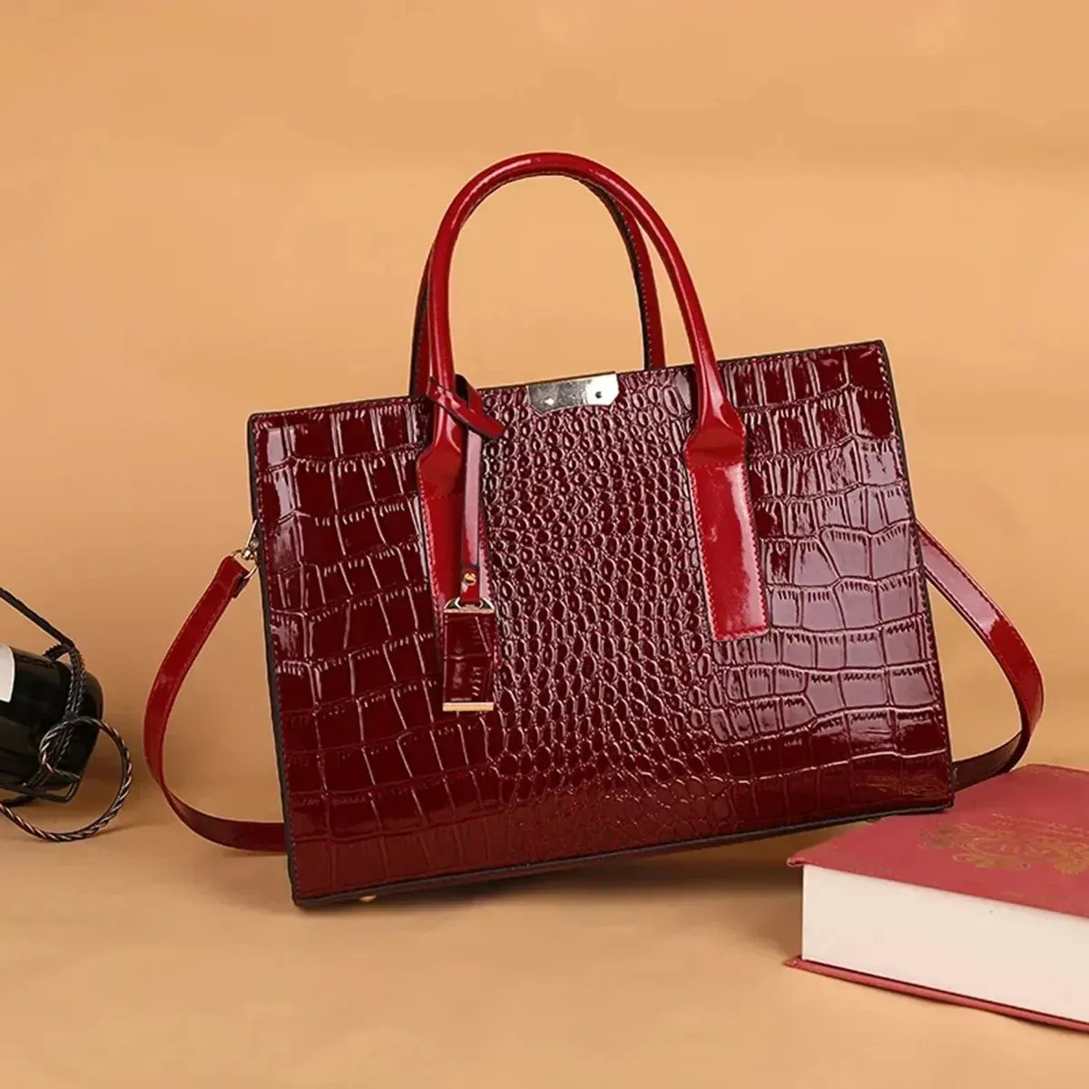 Luxury Handbag Crocodile PU Patent Leather Crossbody Bag
