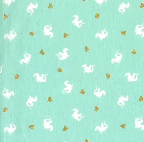 Magic Baby Dragon in Turquoise with Cotton Metallic by Sarah Jane for Michael Miller Fabrics