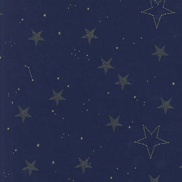 Magic Lucky Stars in Navy with Cotton Metallic by Sarah Jane for Michael Miller Fabrics