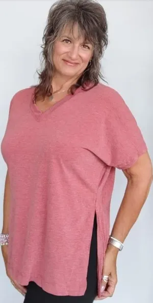 Marsala V neck Top
