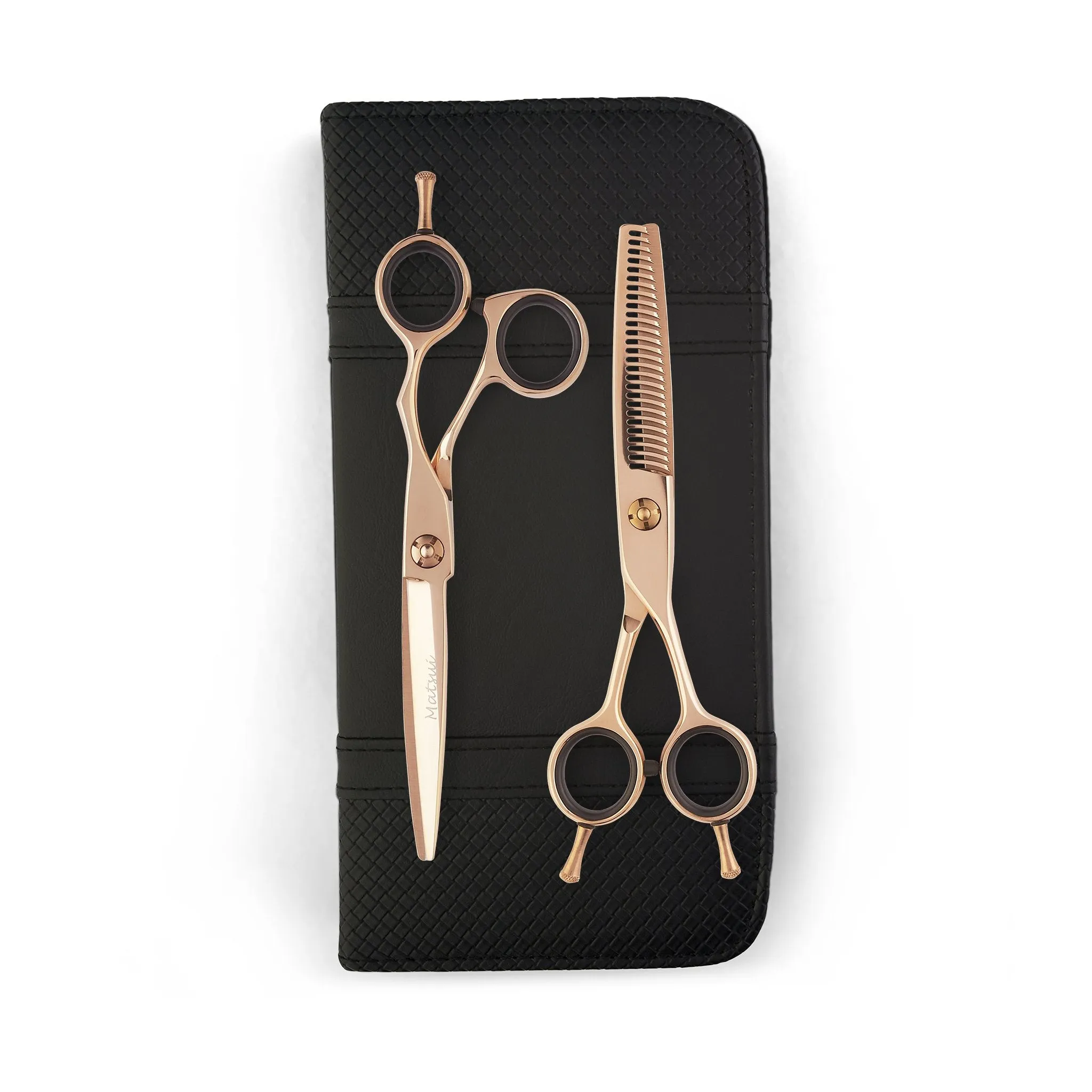 Matsui Offset Drop Handle Shear Thinner Combo - Rose Gold
