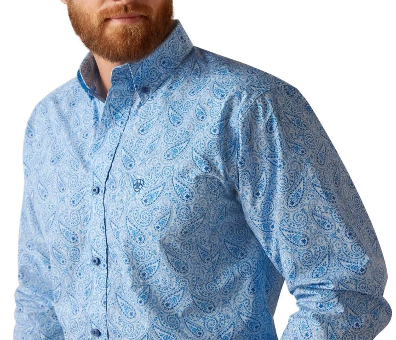 Men’s Ariat Chambray Blue Phineas Fitted Shirt