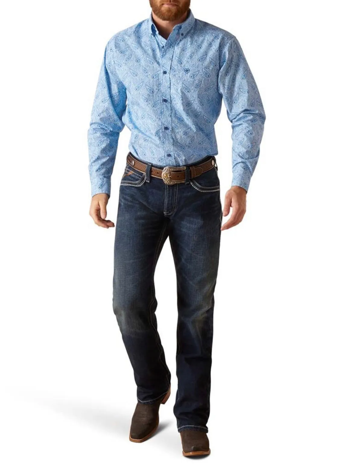 Men’s Ariat Chambray Blue Phineas Fitted Shirt