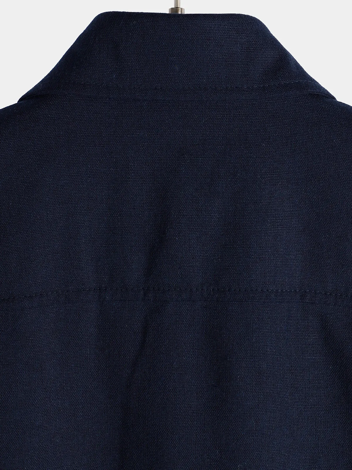 Men's Cotton & Linen Chest Pockets Solid Color Short Sleeve Shirt