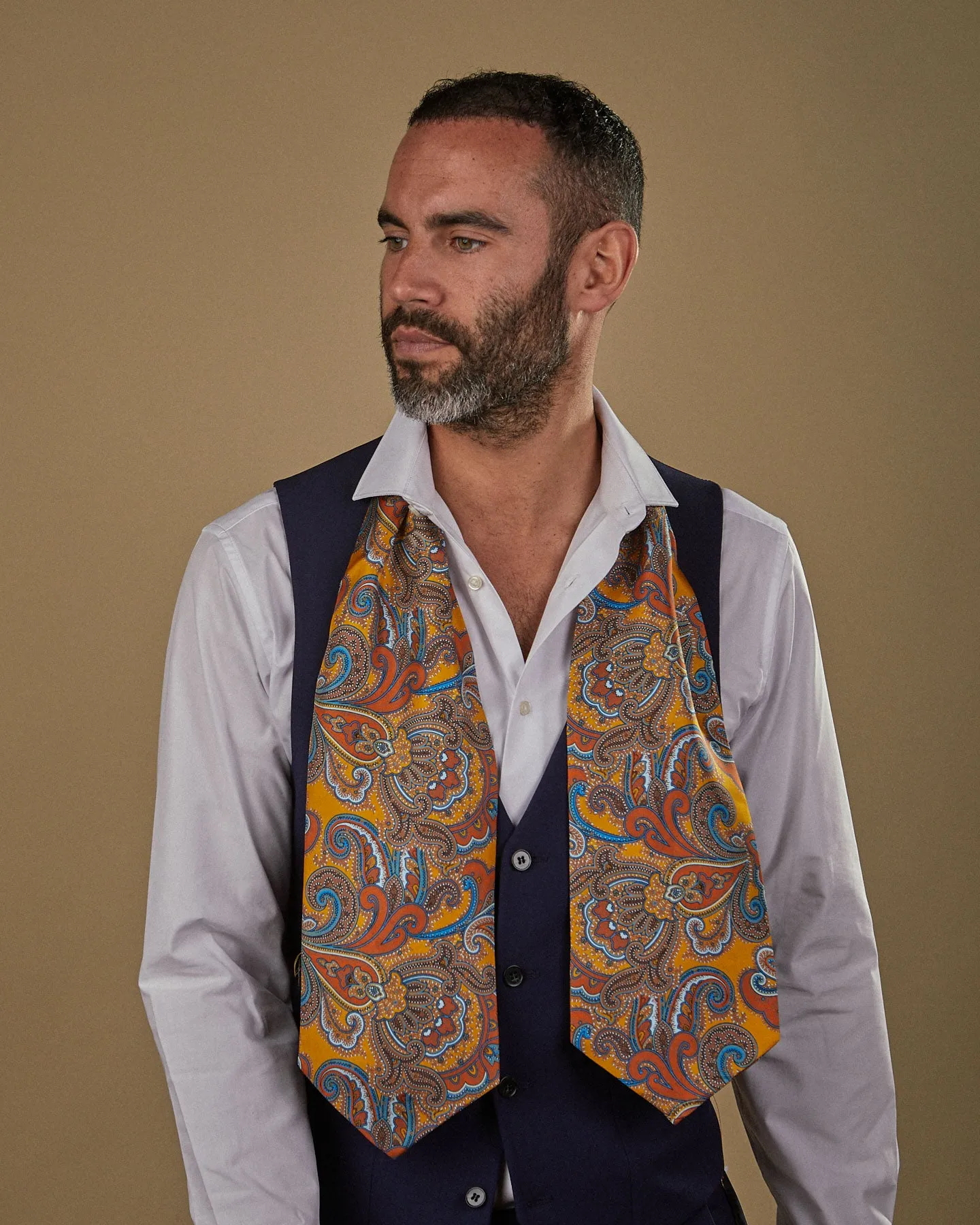 Men's Silk Double Ascot Tie in Paisley - The Carnaby Ascot