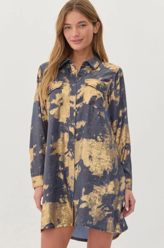 Metallic Denim Color Dress