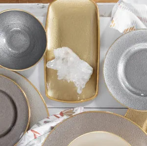 Metallic Glass Gold Rectangular Tray