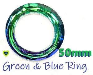 Metallic Green Blue Rainbow Ring Chandelier Crystal, 50mm Foiled Crystal