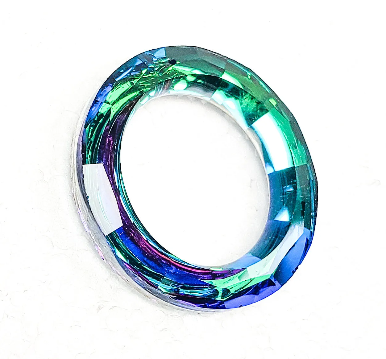 Metallic Green Blue Rainbow Ring Chandelier Crystal, 50mm Foiled Crystal