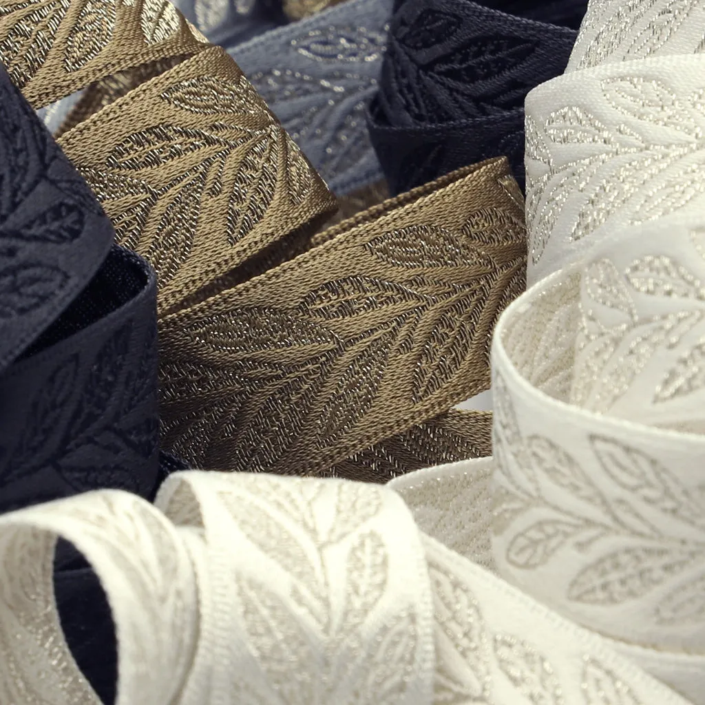 Metallic Jacquard Ribbon #1 White & Silver