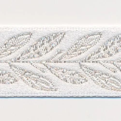 Metallic Jacquard Ribbon #1 White & Silver